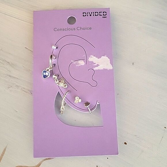 H AND M divided earing set silver NWT new - Picture 1 of 7